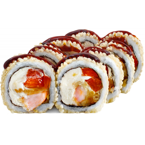 Рол з креветкою і рисовими кульками